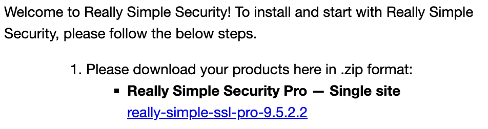 Really Simple Security Pro - Downloading the Pro plugin (purchase confirmation e-mail)