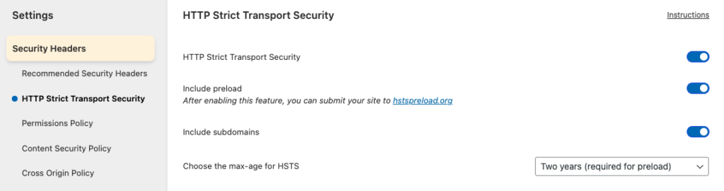 Really Simple SSL Pro - Enable HTTP Strict Transport Security header