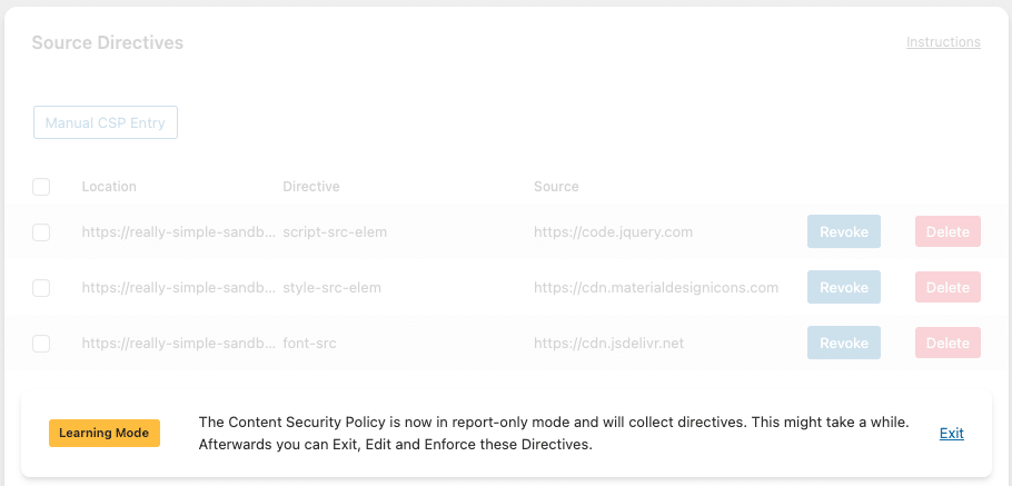 Really Simple Security - Generating a Content Security Policy (Learning Mode) 