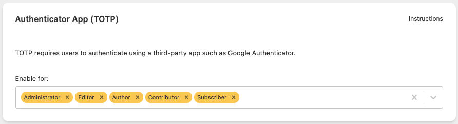 Really Simple SSL - 2FA, Authenticator app (TOTP)