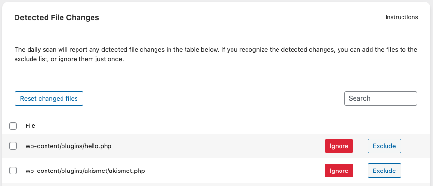 Really Simple SSL - File Change Detection - List of detected file changes