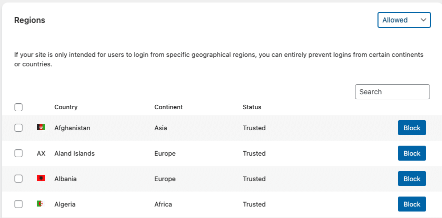 Really Simple SSL - Limit Login Attempts Geo-Blocking: Trusted List Default