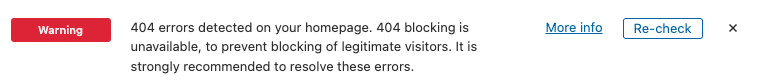 Really Simple Security - Notice 404's detected on homepage