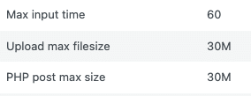 WordPress - How to find the max upload size, max input time, post size limits